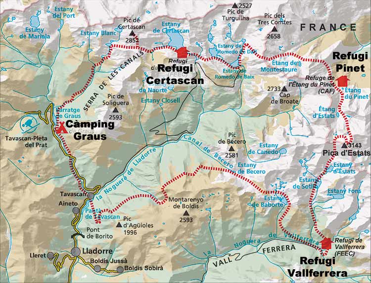 mapa refugis muntanya